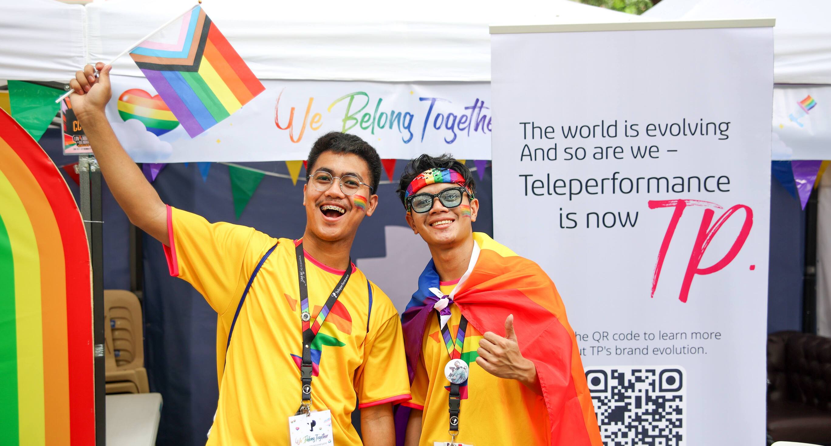 Two men celebrating Pride at TP event