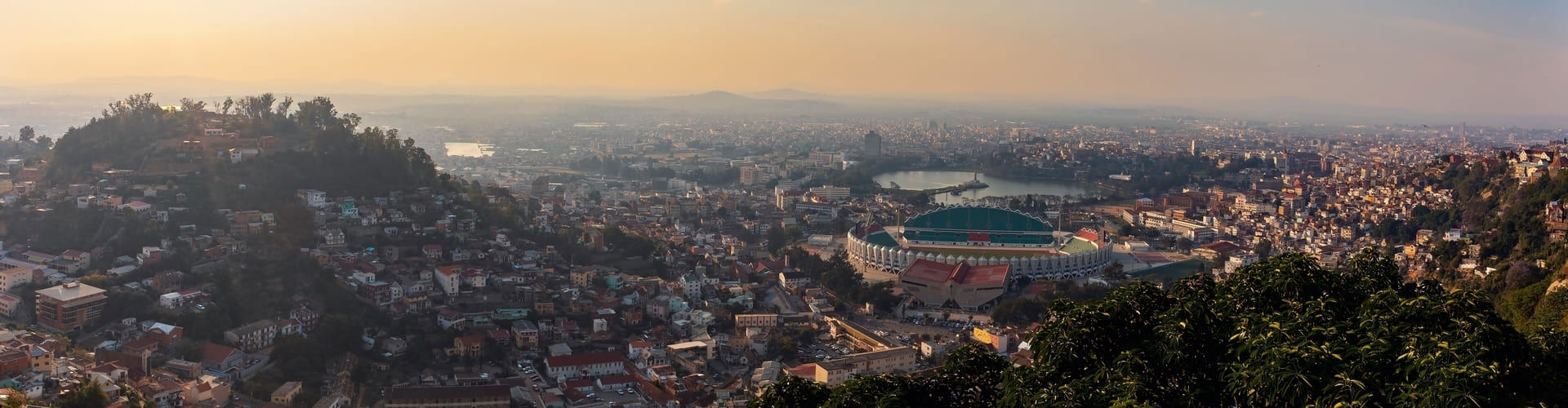 Aerial view from the town of Antananarivo, Madagascar capital city
