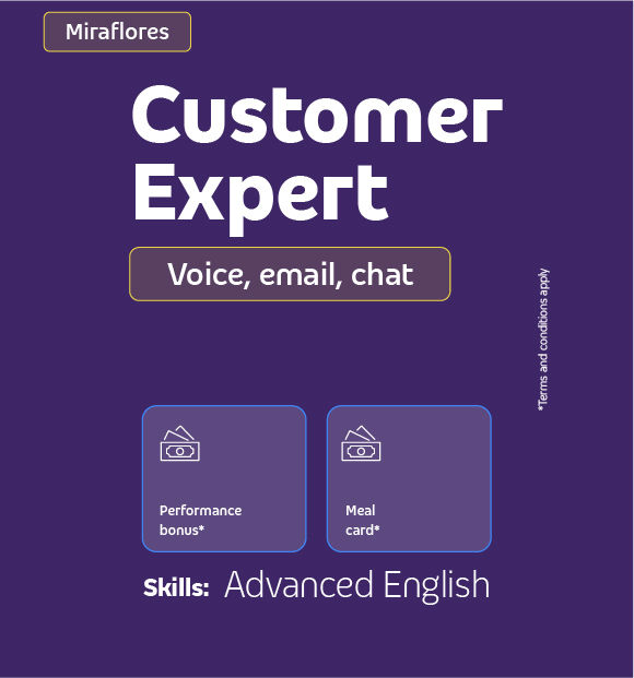 ¿Tienes inglés avanzado? postula como Customer Expert y disfruta de los beneficios que TP tiene para ti