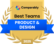 Comparably Best Product&Design team awards badge 2025 