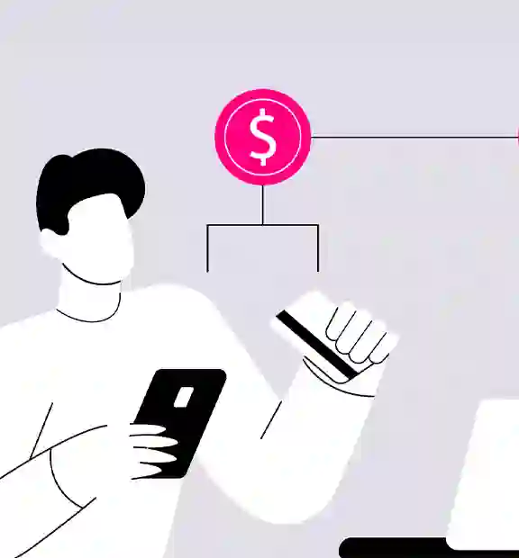 Animated character shopping on a store