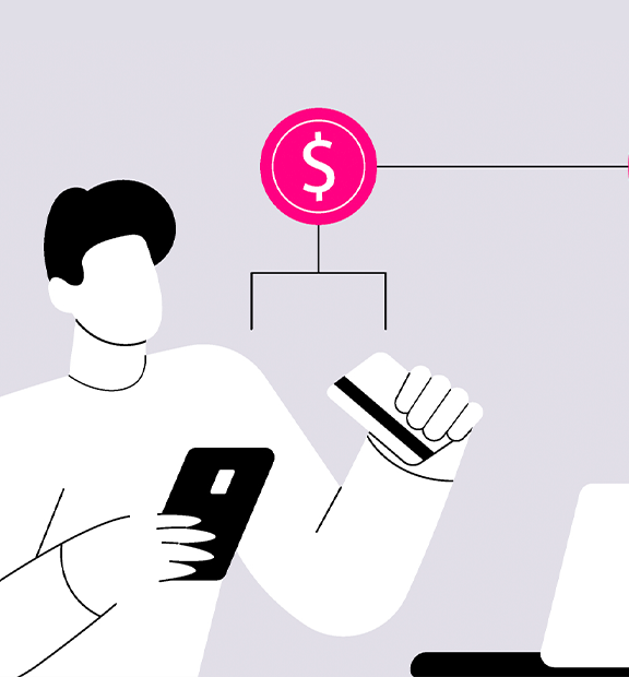 Animated character shopping on a store