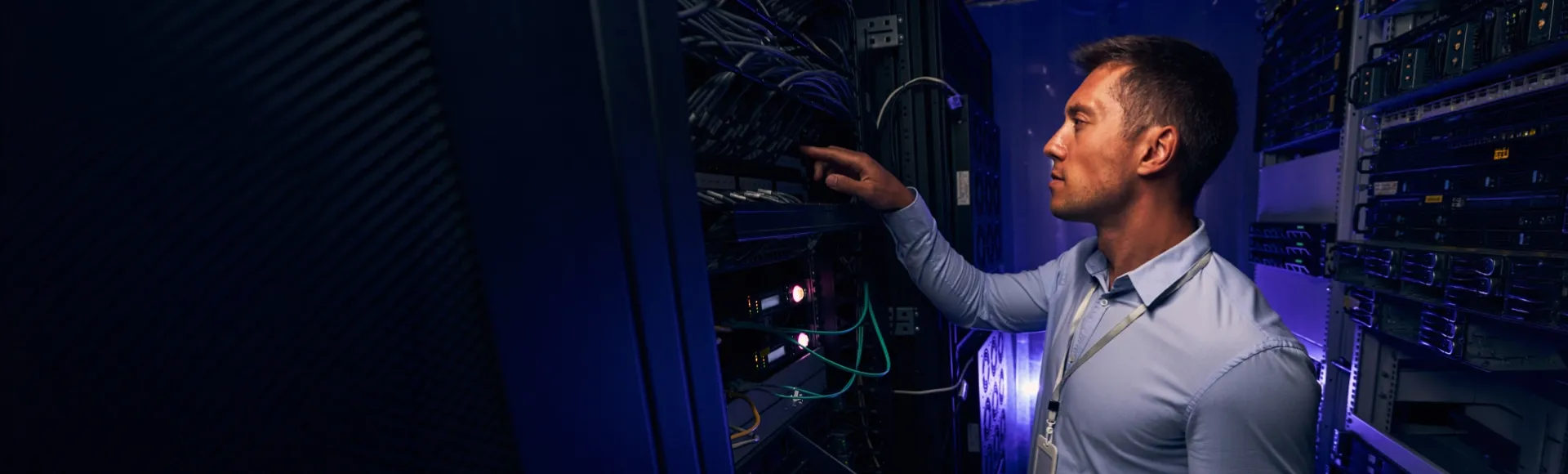 IT professional working in a data center.