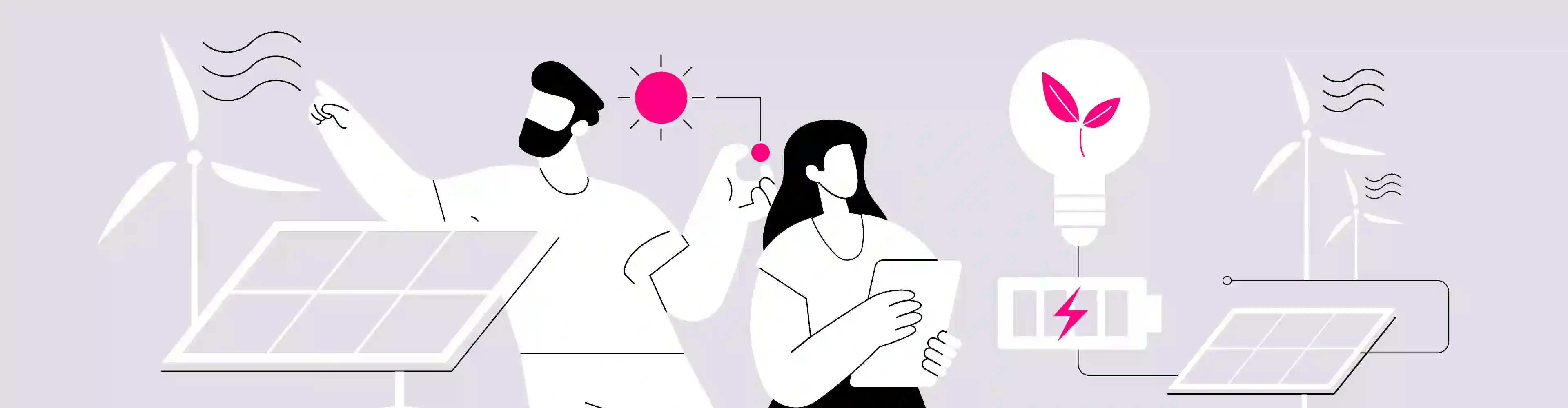 Animated characters managing sustainable energy resources