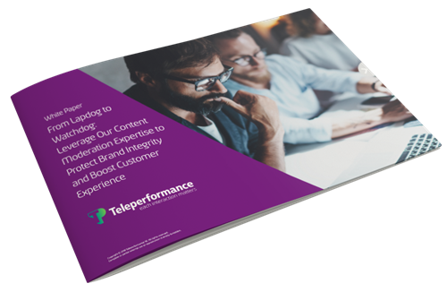 A white paper cover depicting a thoughtful man with his thumb in his mouth during a team meeting