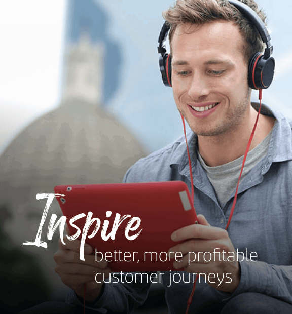 Man listening to music on his tablet