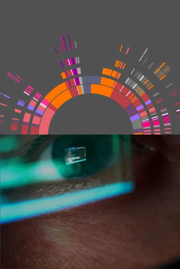 Focused IT professional with code reflected in his glasses, beneath a TP.ai Dataservices visual.