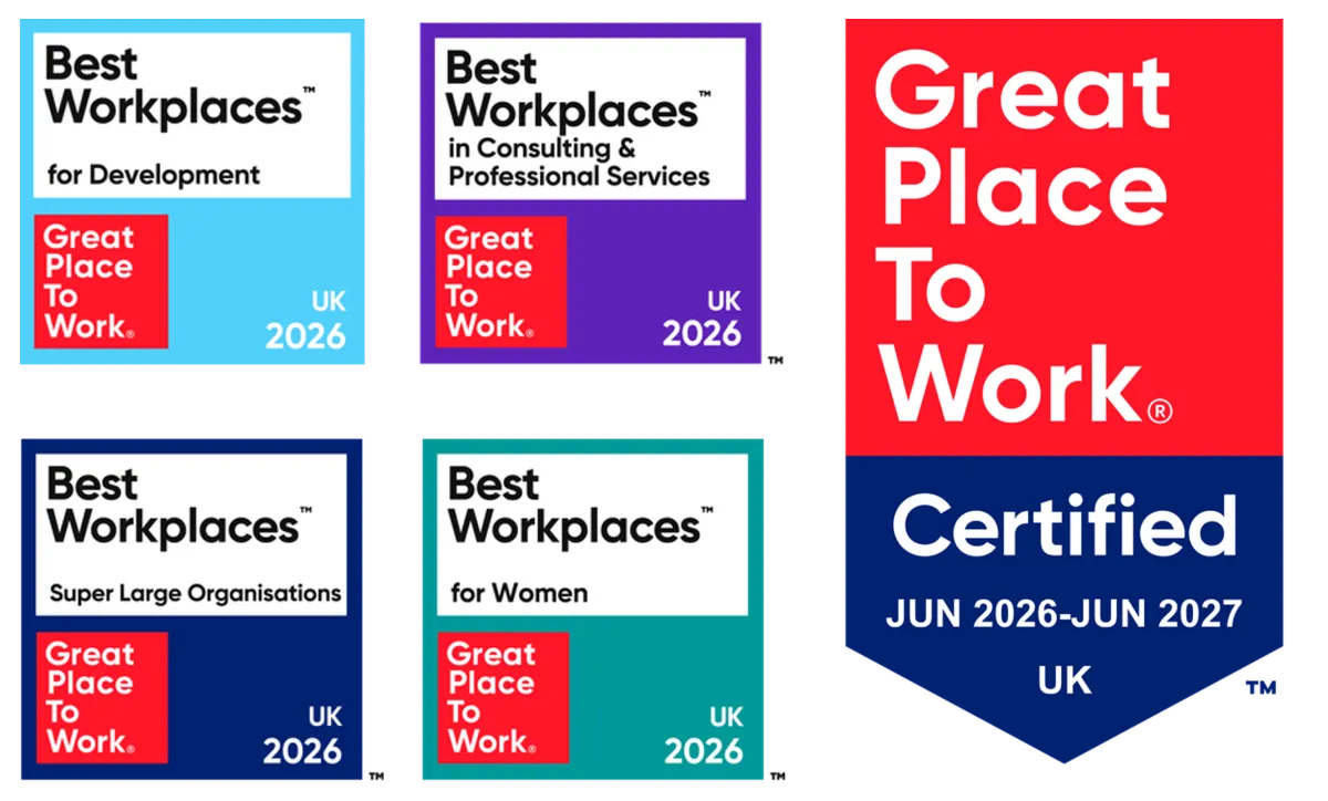 TP in the UK awards badges showcasing recognition and achievements in 2026.