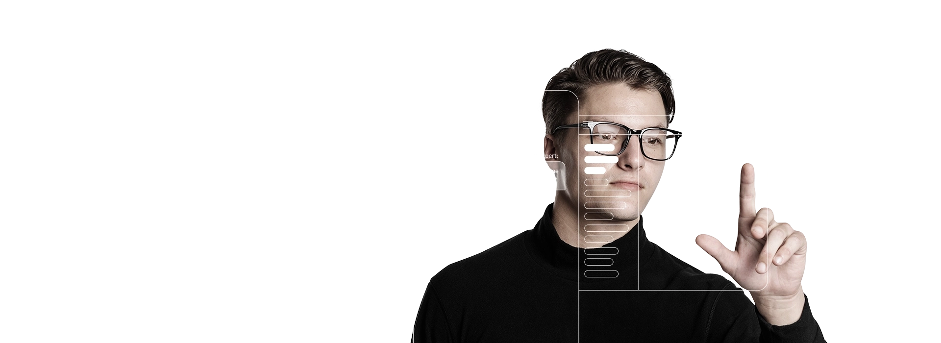 TP expert interacting with an AI assistant interface on a transparent screen.