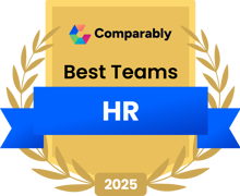 Comparably Best HR team awards badge 2025 