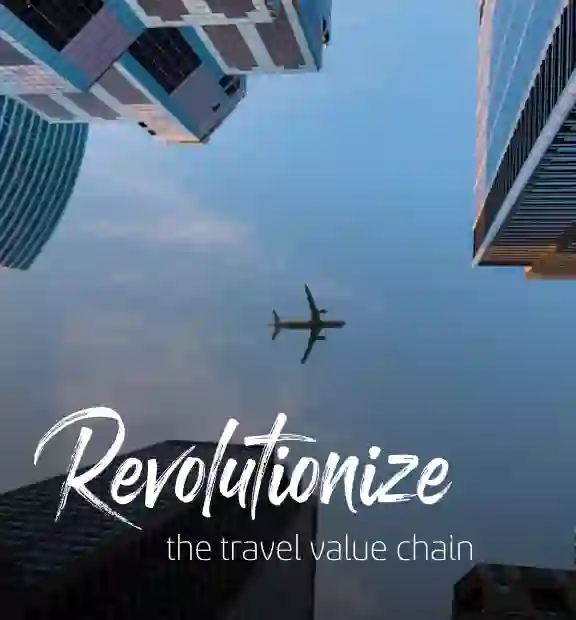 Airplane flying over the city