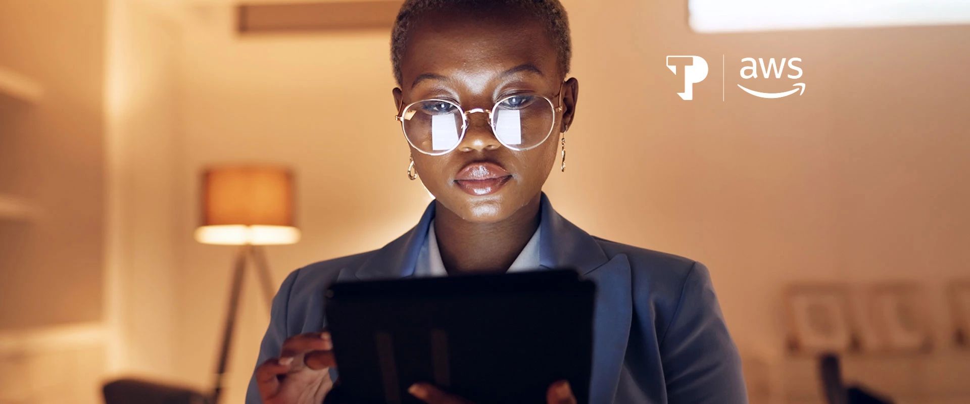 Business woman looking at tablet