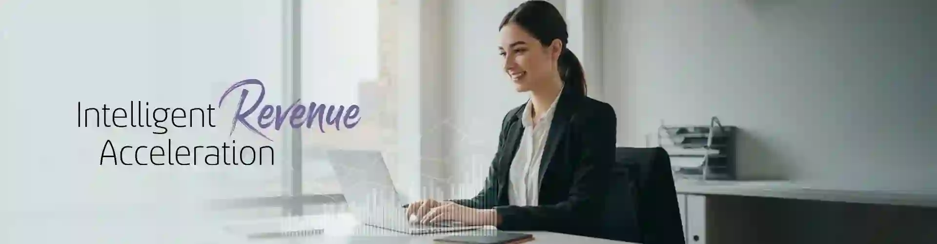 TP Revenue as a Service banner with female sales agent and Intelligent Revenue Acceleration message.