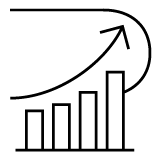 Icon of an upward arrow above a bar graph indicating growth or progress.