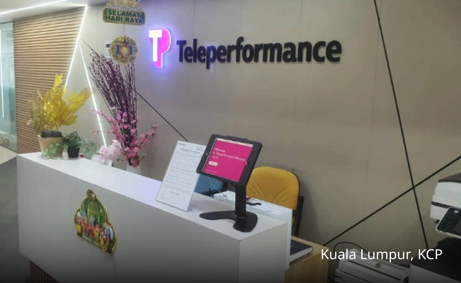 Reception desk at TP’s KCP in Kuala Lumpur, Malaysia.