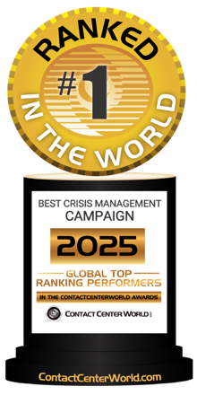 Contact Center World Best Crisis Management award badge 