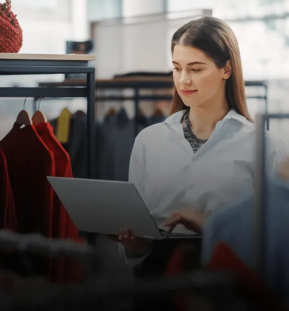 Woman working at a retail store.