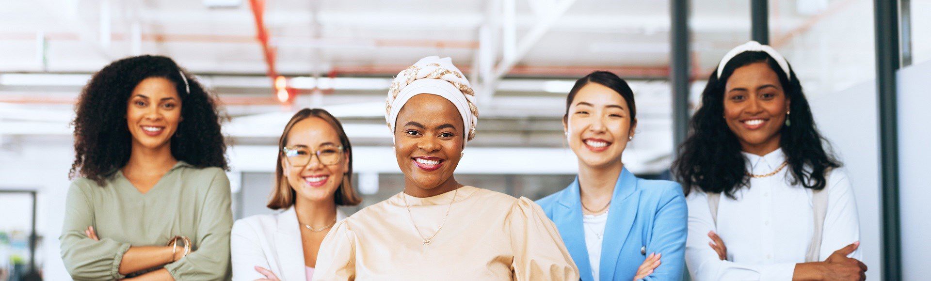 Diverse group of smiling woman
