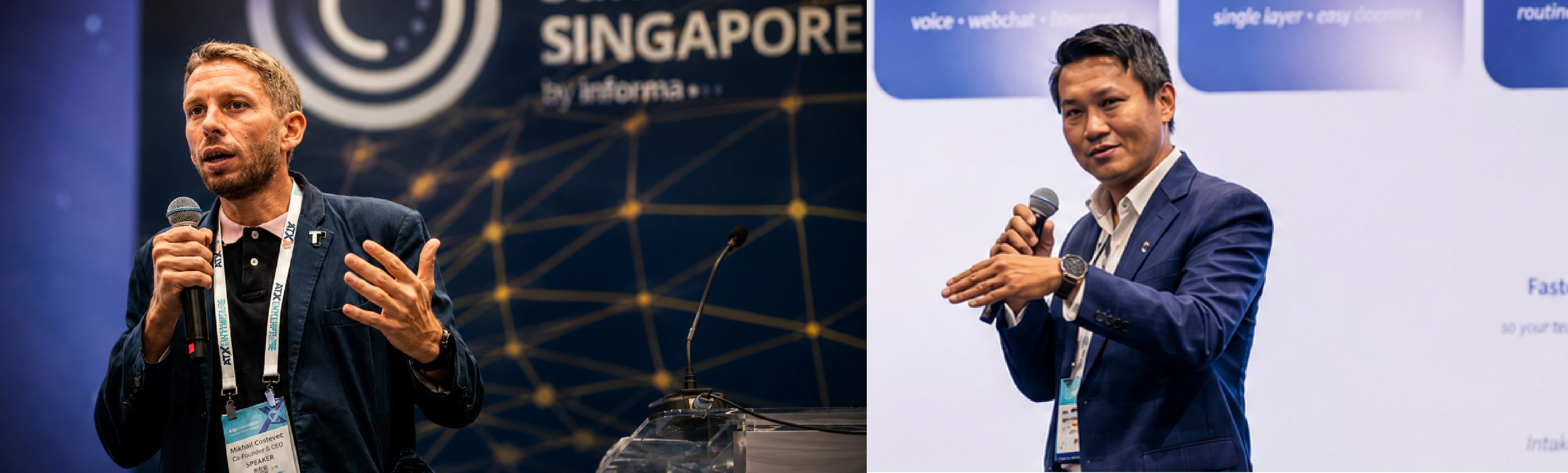 A speaker delivers a keynote at The AI Summit Singapore to a large audience.