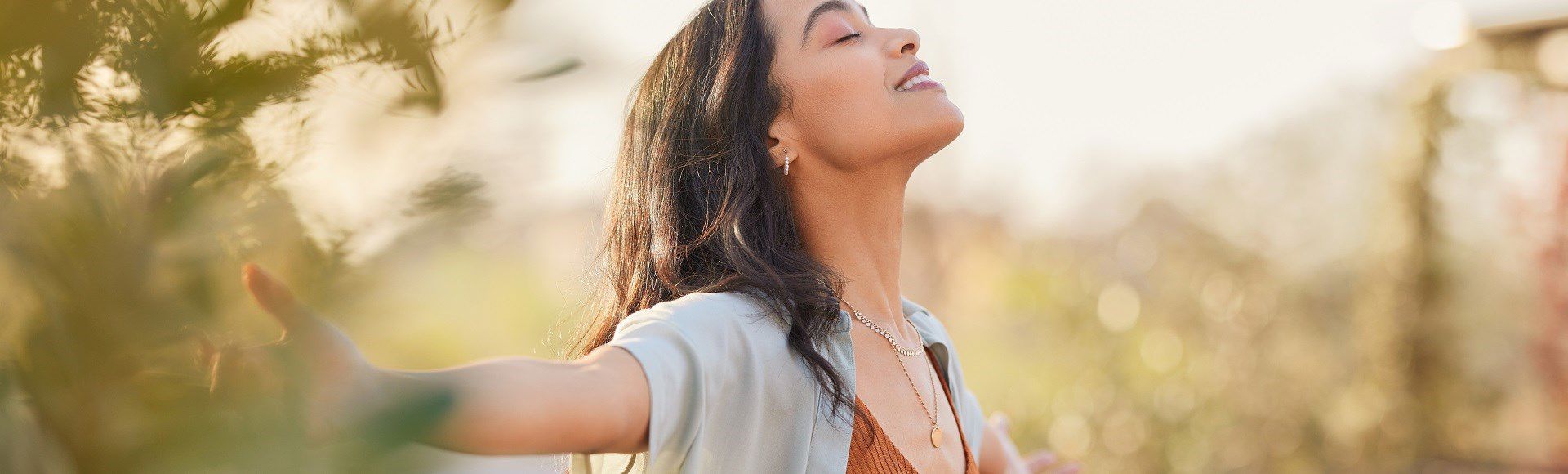 Lady breathing fresh air 