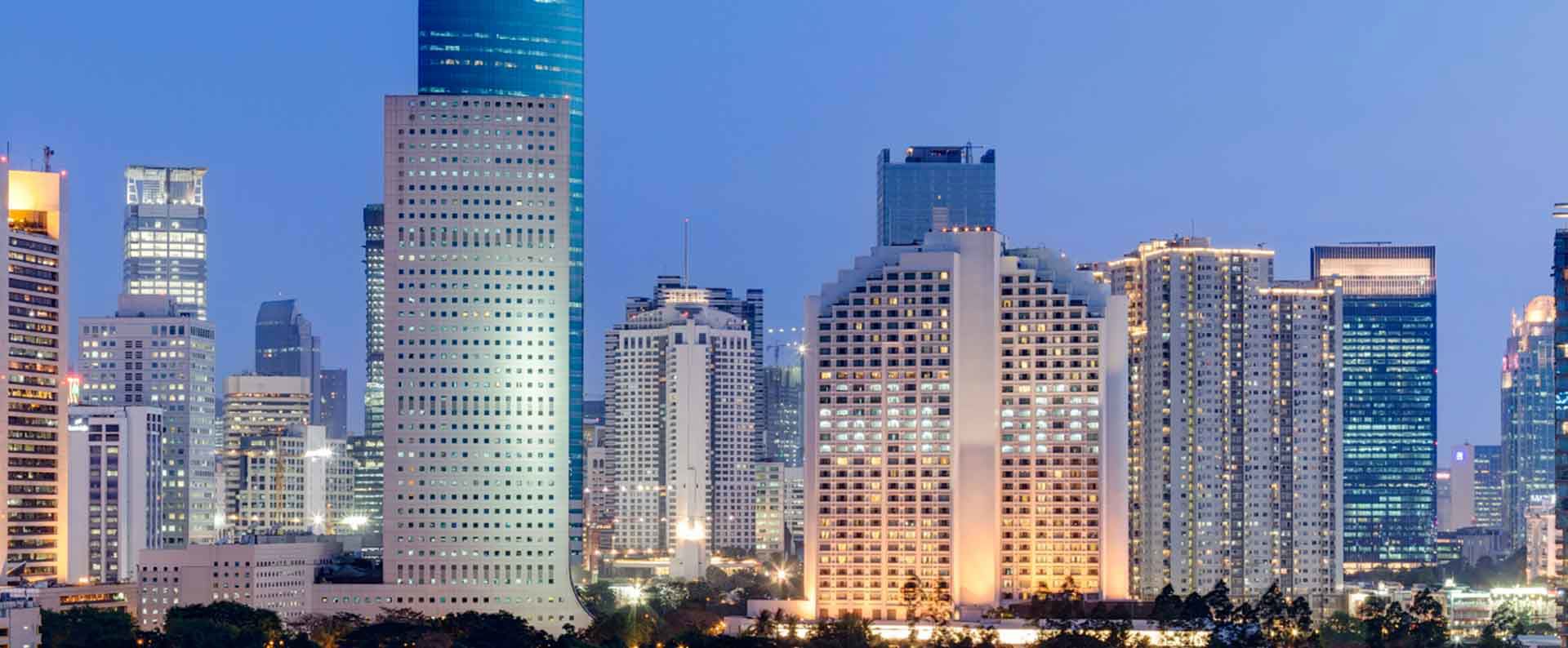 Landscape view of modern building in Jakarta, Indonesia.