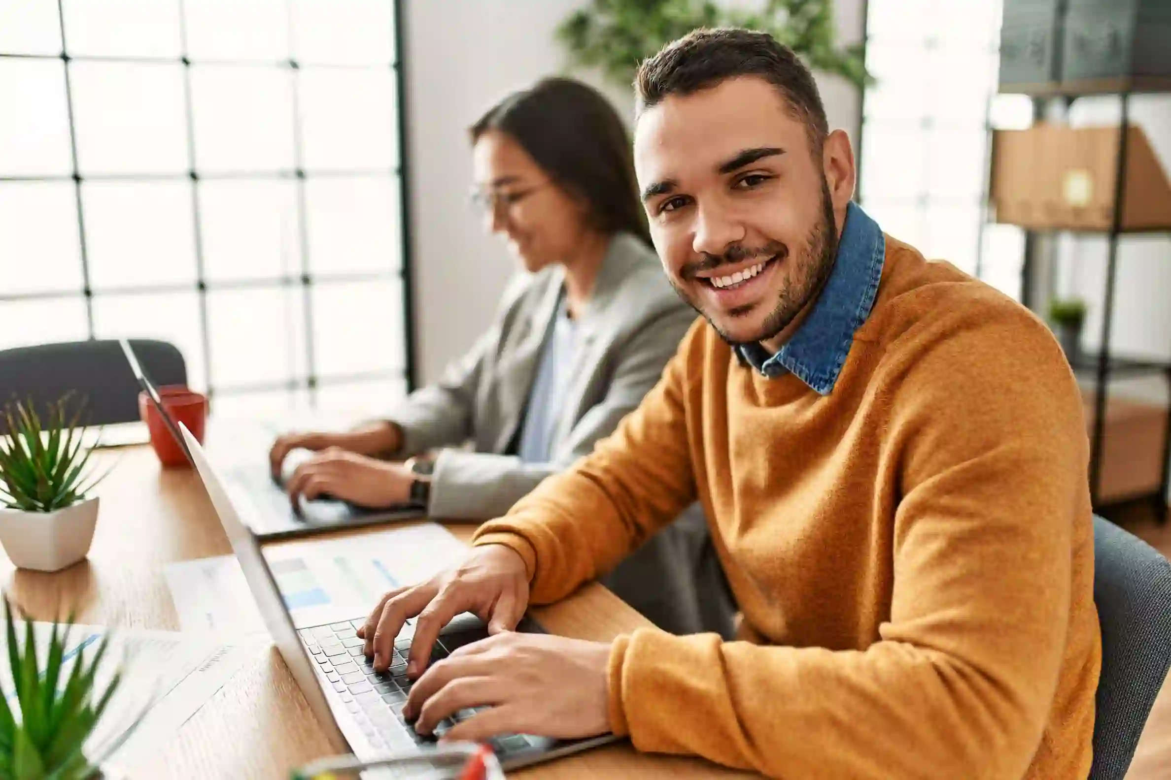Man working on a computer