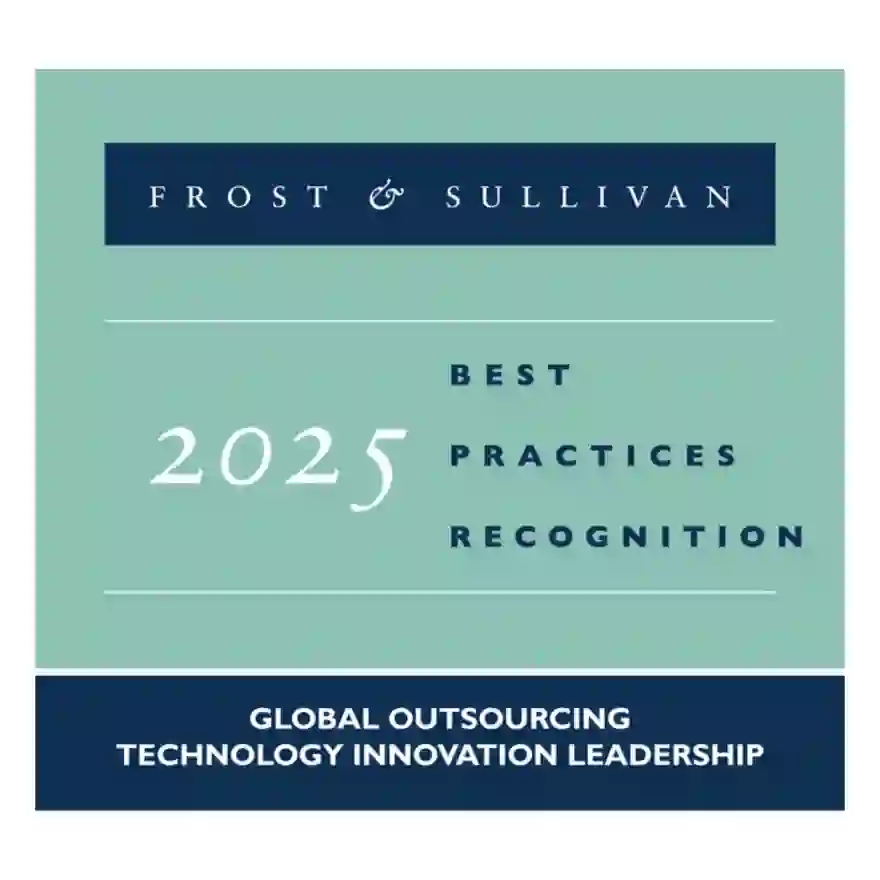 Frost & Sullivan Best Practices Recognition Award 2025 - Global outsourcing technology innovation leadership badge 