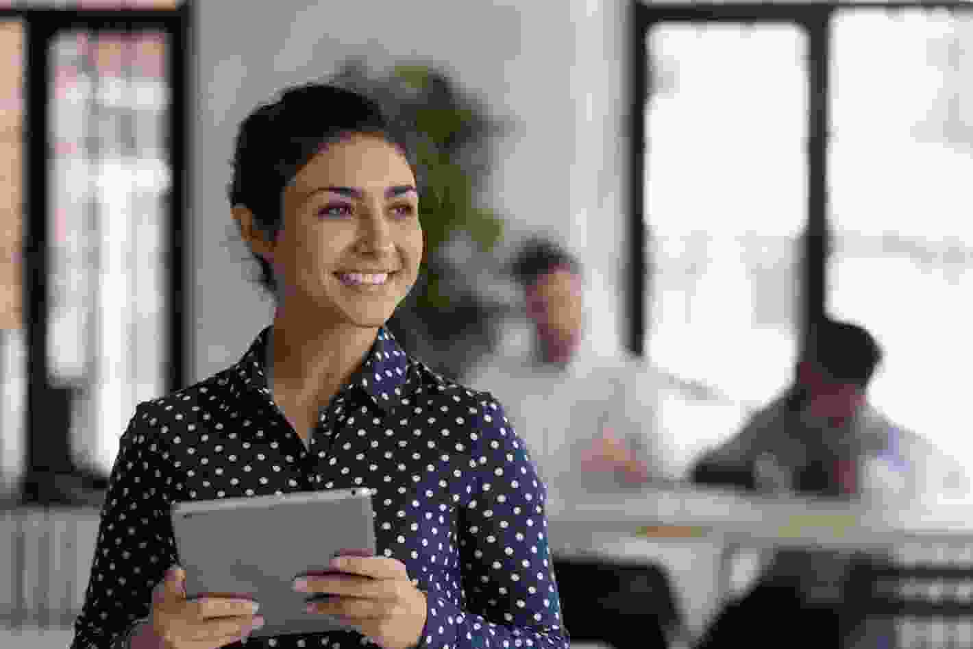 Woman holding tablet