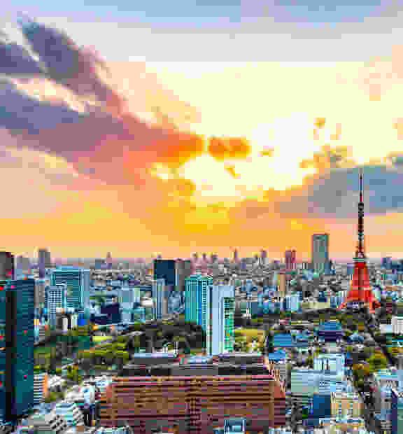 Aerial view of modern Tokyo city, in Japan