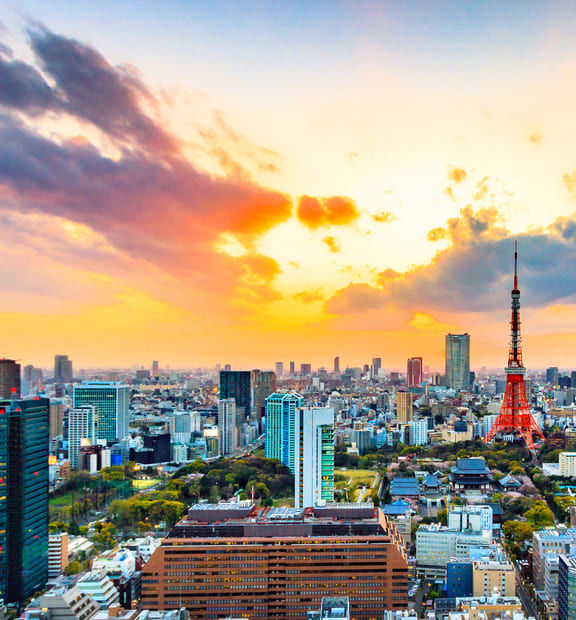 Aerial view of modern Tokyo city, in Japan