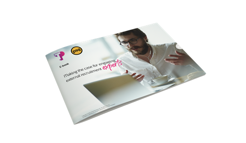 A white paper mockup depicting a man during an online meeting