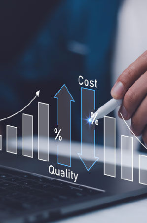 3D chart showing ups and downs of cost versus quality