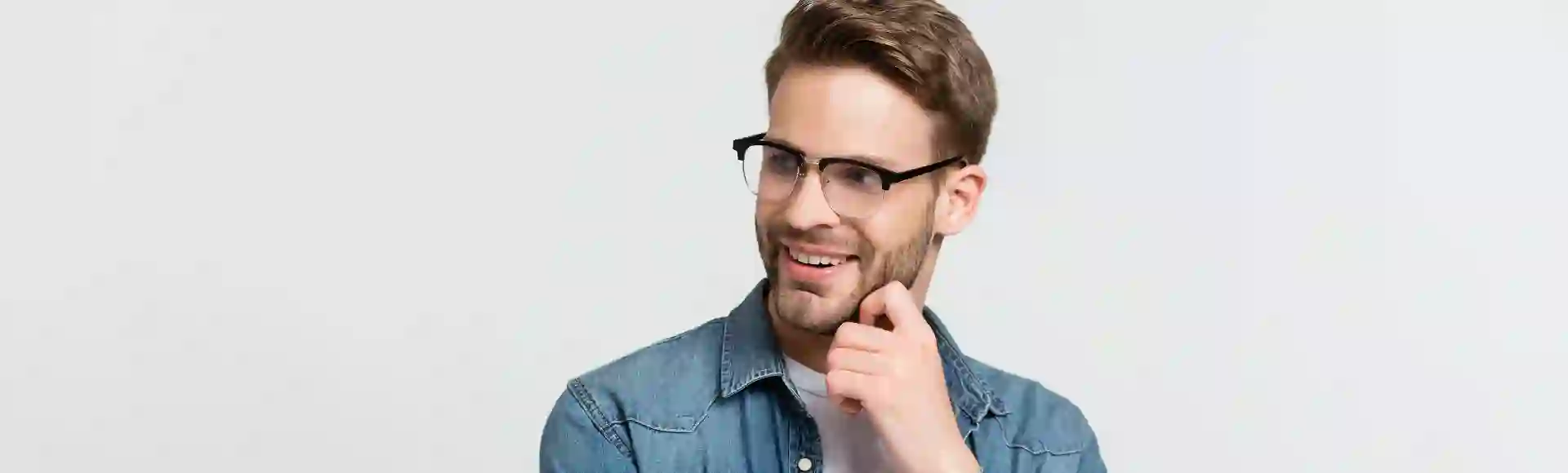 Thoughtful man with his hands on his chin