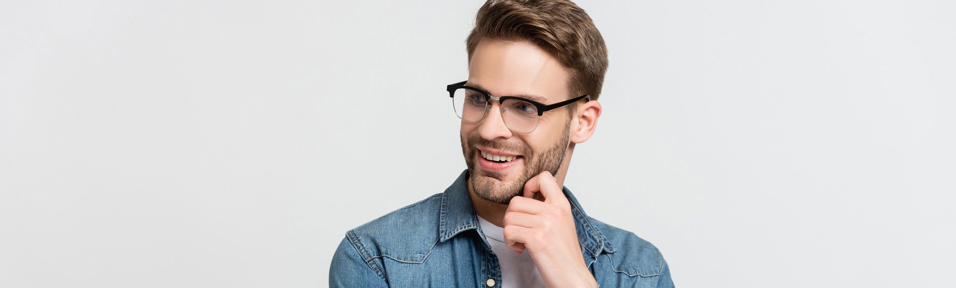 Thoughtful man with his hands on his chin